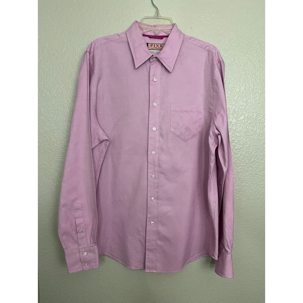 Thomas Pink Jermyn St Shirt Mens L Pink White Cotton